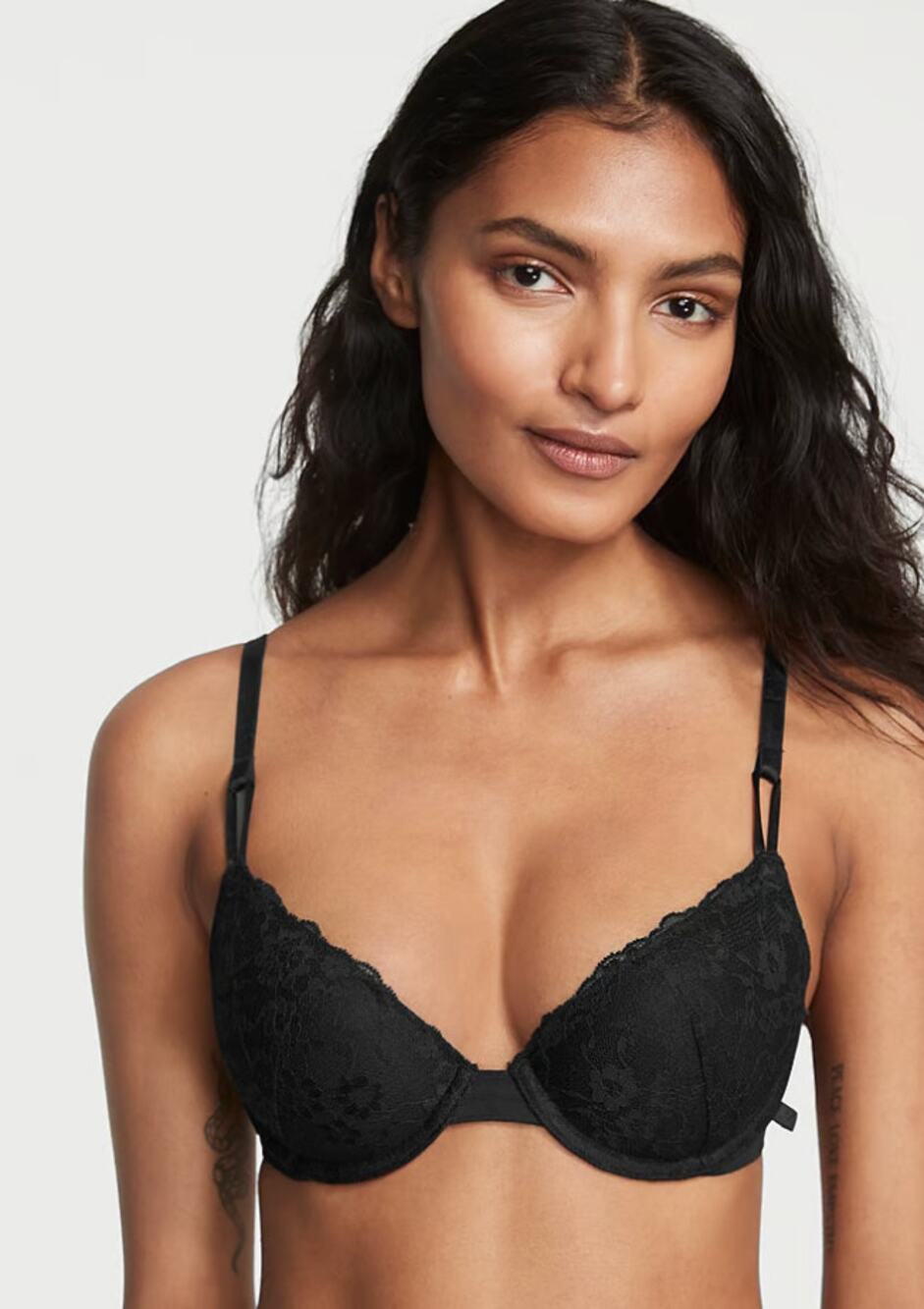 Victorias Secret Sexy Tee Posey Lace Lightly Lined Demi Bra Womens 34D New Black